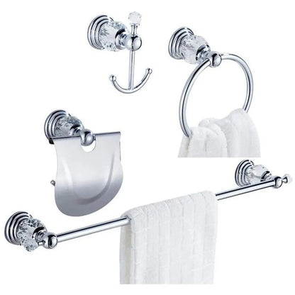 Brass Shower Shelf Toilet Paper Holder Silver Crystal