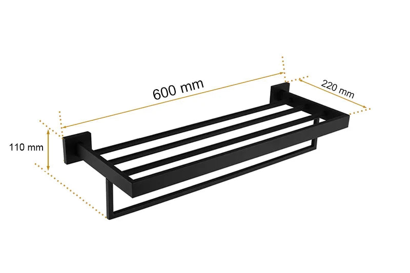 Black Bathroom Stainless Steel Wall Rack Towel Rack