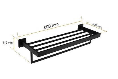 Black Bathroom Stainless Steel Wall Rack Towel Rack
