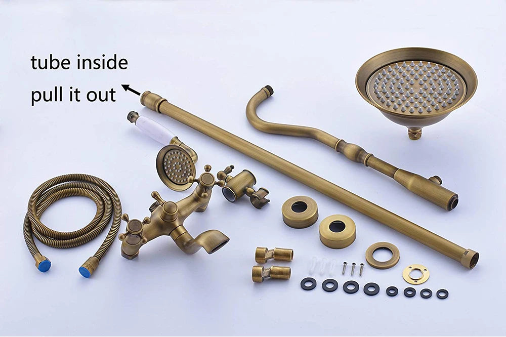 Rozin Brass Antique Bathroom Shower Faucet Wall Mount