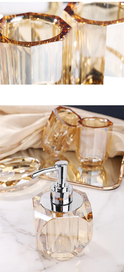 Crystal Glass Bathroom Toothbrush Cup Soap Dish Bottling
