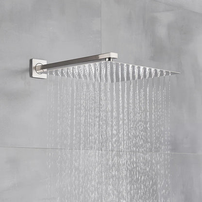 Brushed Nickel Bath Concealed Rainfall Shower Faucets Wall