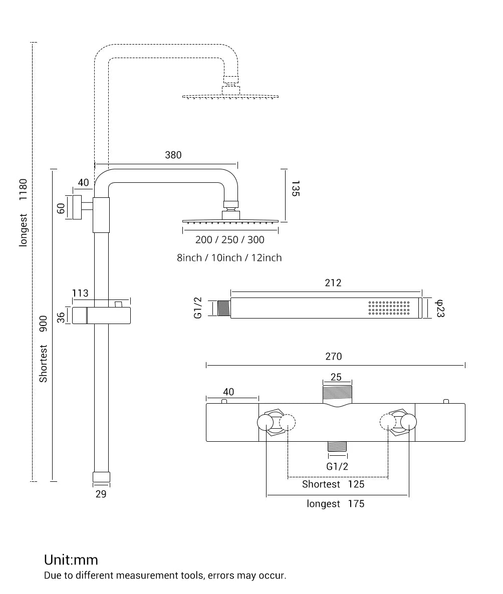 Thermostat Shower Mixer Valve Bathroom Thermostatic Faucet Wall