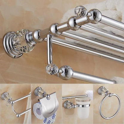 Brass Shower Shelf Toilet Paper Holder Silver Crystal
