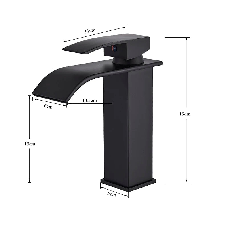 Brushed Gold Bathroom Basin Faucet Deck Mounted Waterfall