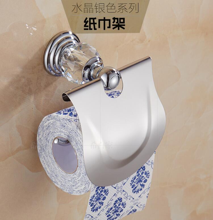 Brass Shower Shelf Toilet Paper Holder Silver Crystal