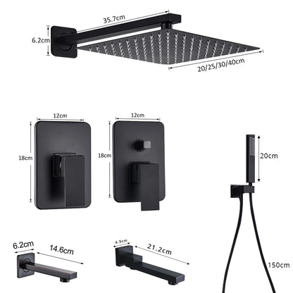 Black Shower Wall Mounted Shower Faucet Mixer 8/10/12/16