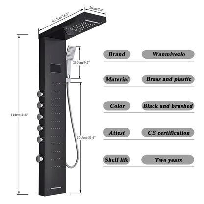 Bathroom Led Light Rain Waterfall Shower Panel Faucet