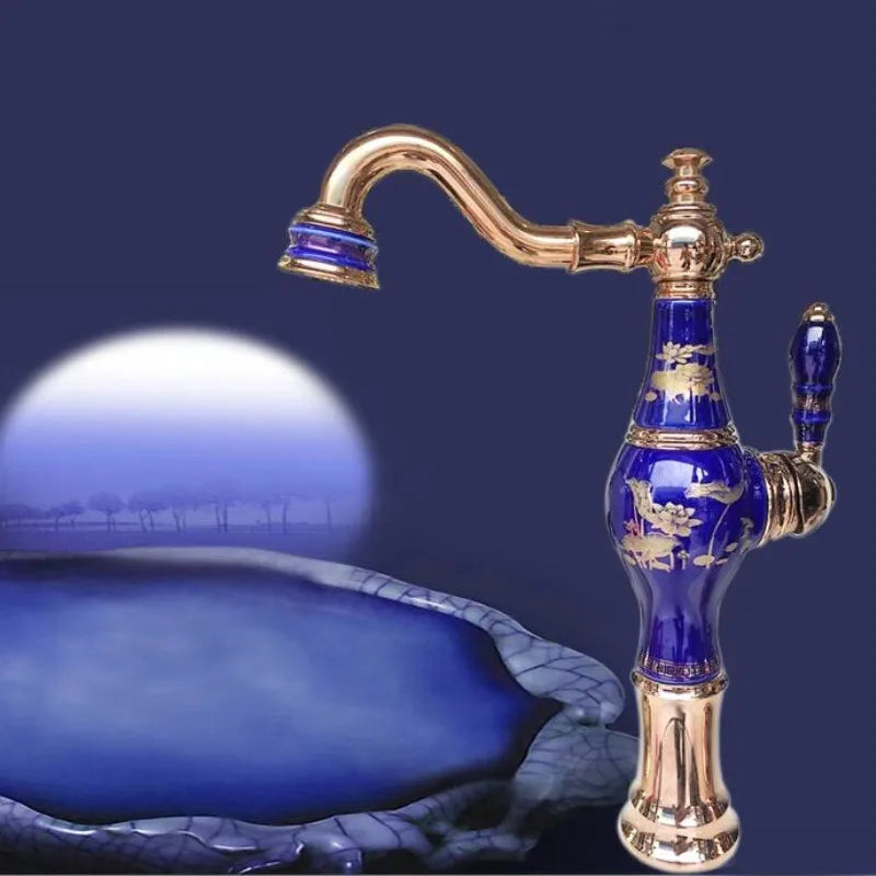 Arrivals Top-Grade Brass Jade Basin Sink Faucet Deck