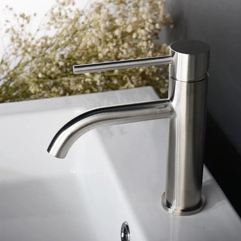 Brushed Rose Gold Bathroom Sink Faucet Deck Mounted