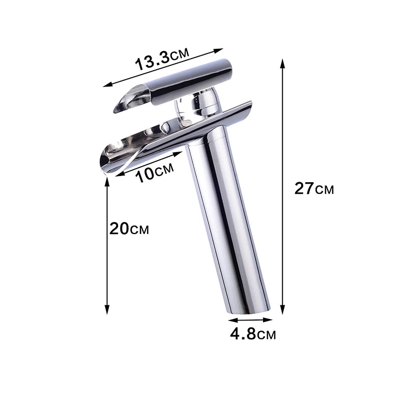 Langyo Chrome Bathroom Vanity Basin Glass Waterfall Spout