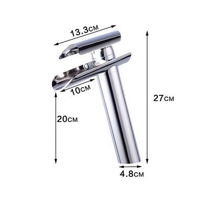 Langyo Chrome Bathroom Vanity Basin Glass Waterfall Spout