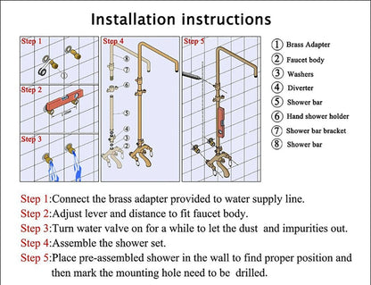 Poiqihy Antique Shower Wall Bathroom Bath Shower Faucet