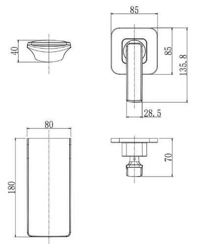 Black Rose Gold Wall Mounted Bathroom Basin Sink