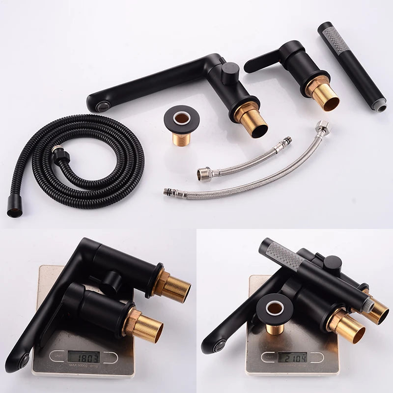 Ellen Bathtub Faucets Holes Black Cold Bath Shower