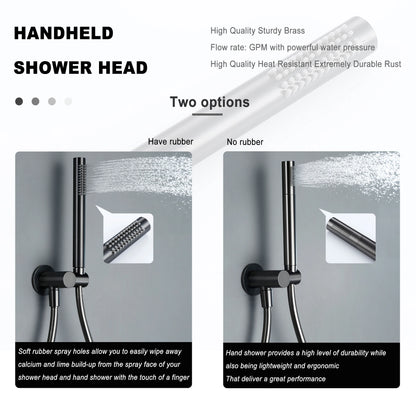 Bagnolux Gun Gray Bath Shower Brass Head Rianfall