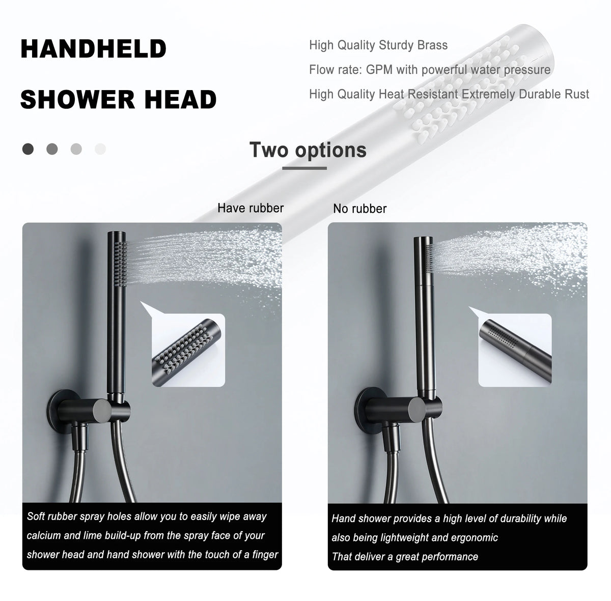 Black Bathroom Shower Faucet Wall Mount Rainfall Shower