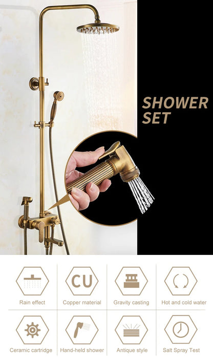 Rain Shower Bidet Spray Faucet Antique Bronze Finished