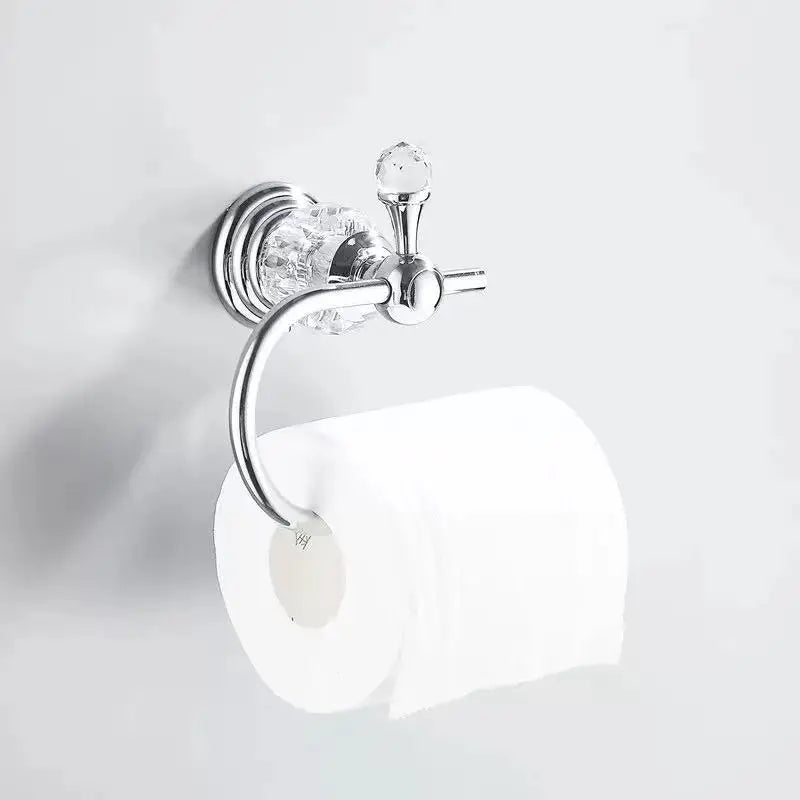 Brass Shower Shelf Toilet Paper Holder Silver Crystal