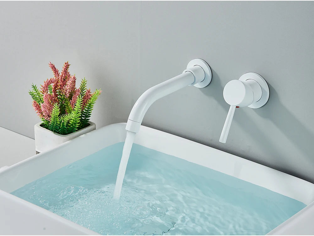Matte Black Basin Faucet Brass White Bathroom Sink