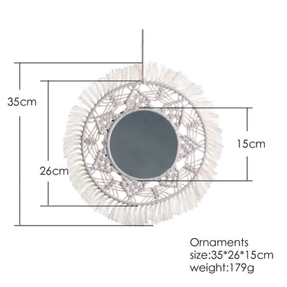 Boho Decorative Mirrors Macrame Round Mirror Aesthetic Room