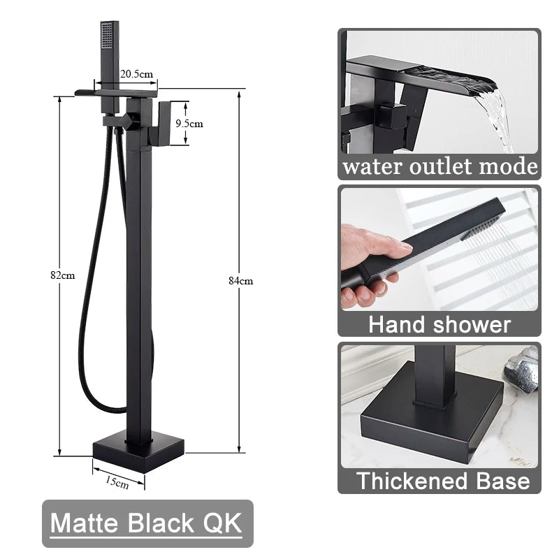 Shbshaimy Golden Floor Bathroom Bathtub Faucet Handshower Cold