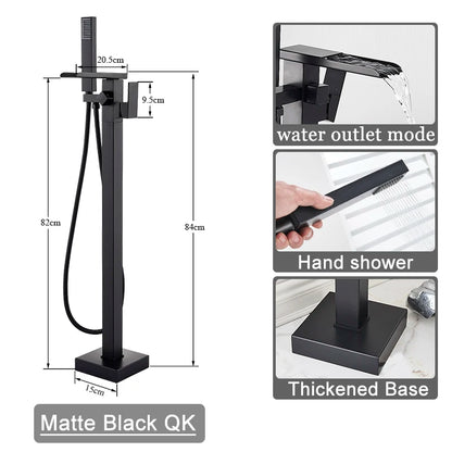Shbshaimy Golden Floor Bathroom Bathtub Faucet Handshower Cold