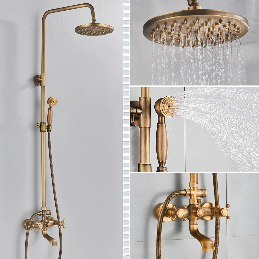 Antique Brass Bathroom Shower Faucet Bath Shower Mixer