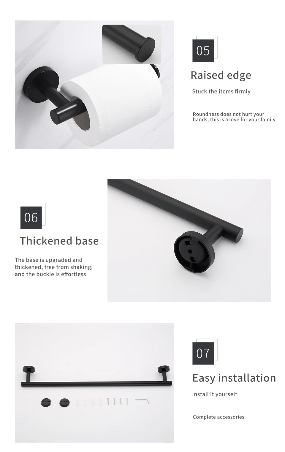 Bathroom Hardware Kit Towel Bar Wall Mount Matt
