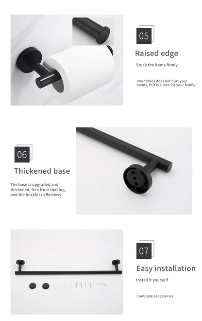 Bathroom Hardware Kit Towel Bar Wall Mount Matt