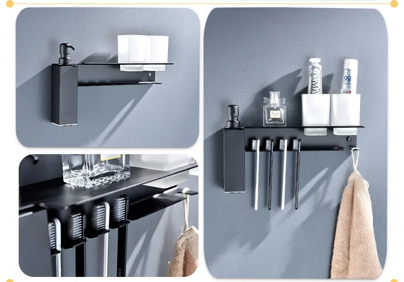 Black Liquid Soap Dispenser Shampoo Hotel Bathroom Wall