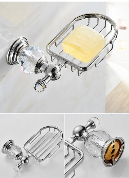 Bathroom Hardware Crystal Bath Towel Shelf Toilet Paper