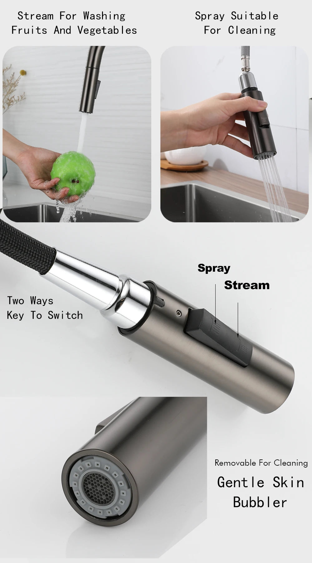 Deck Mounted Faucet Pull Out Mixer Tap Bagnolux