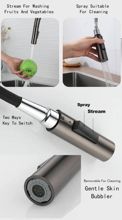Deck Mounted Faucet Pull Out Mixer Tap Bagnolux