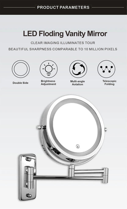Folding Arm Extend Bathroom Mirror Led Light Inch