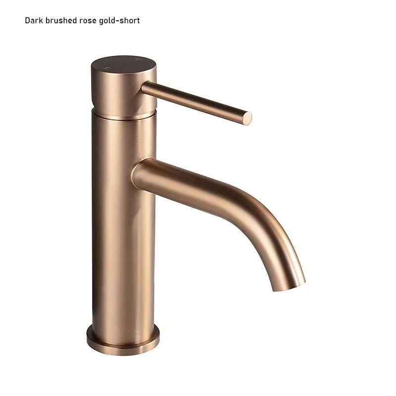 Brushed Rose Gold Bathroom Sink Faucet Deck Mounted