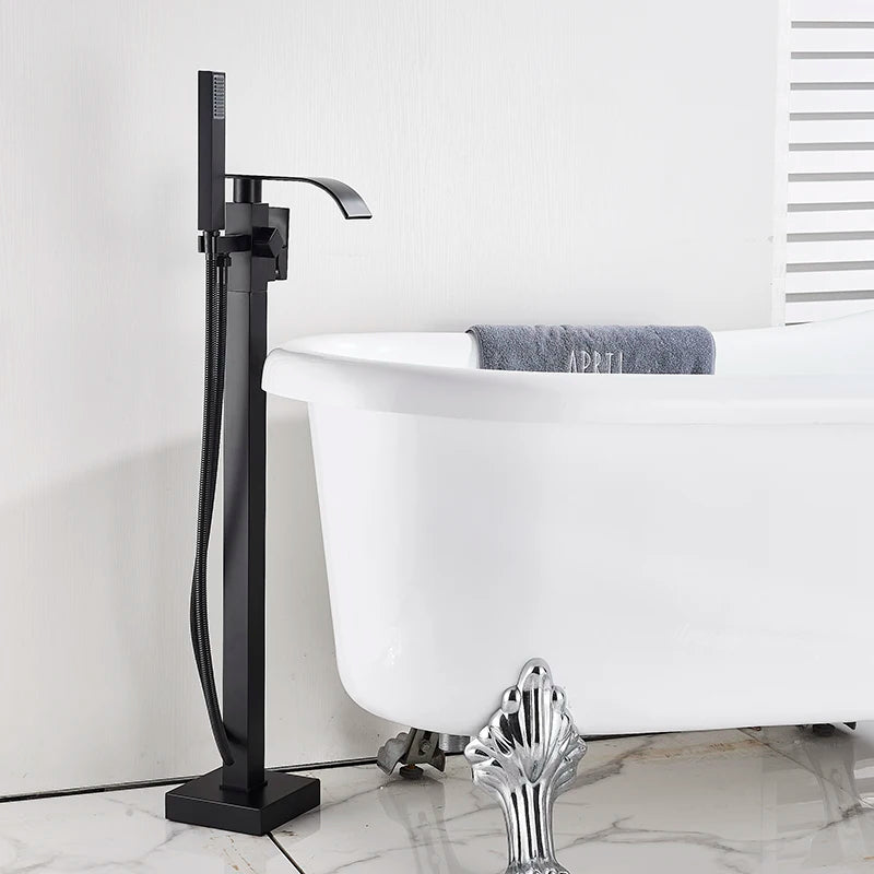 Shbshaimy Golden Floor Bathroom Bathtub Faucet Handshower Cold