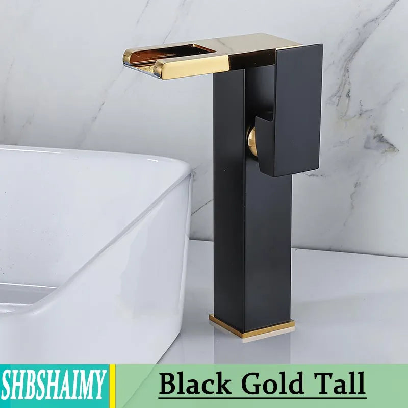 Bathroom Hydropower Led Waterfall Faucet Sink Basin Mixer