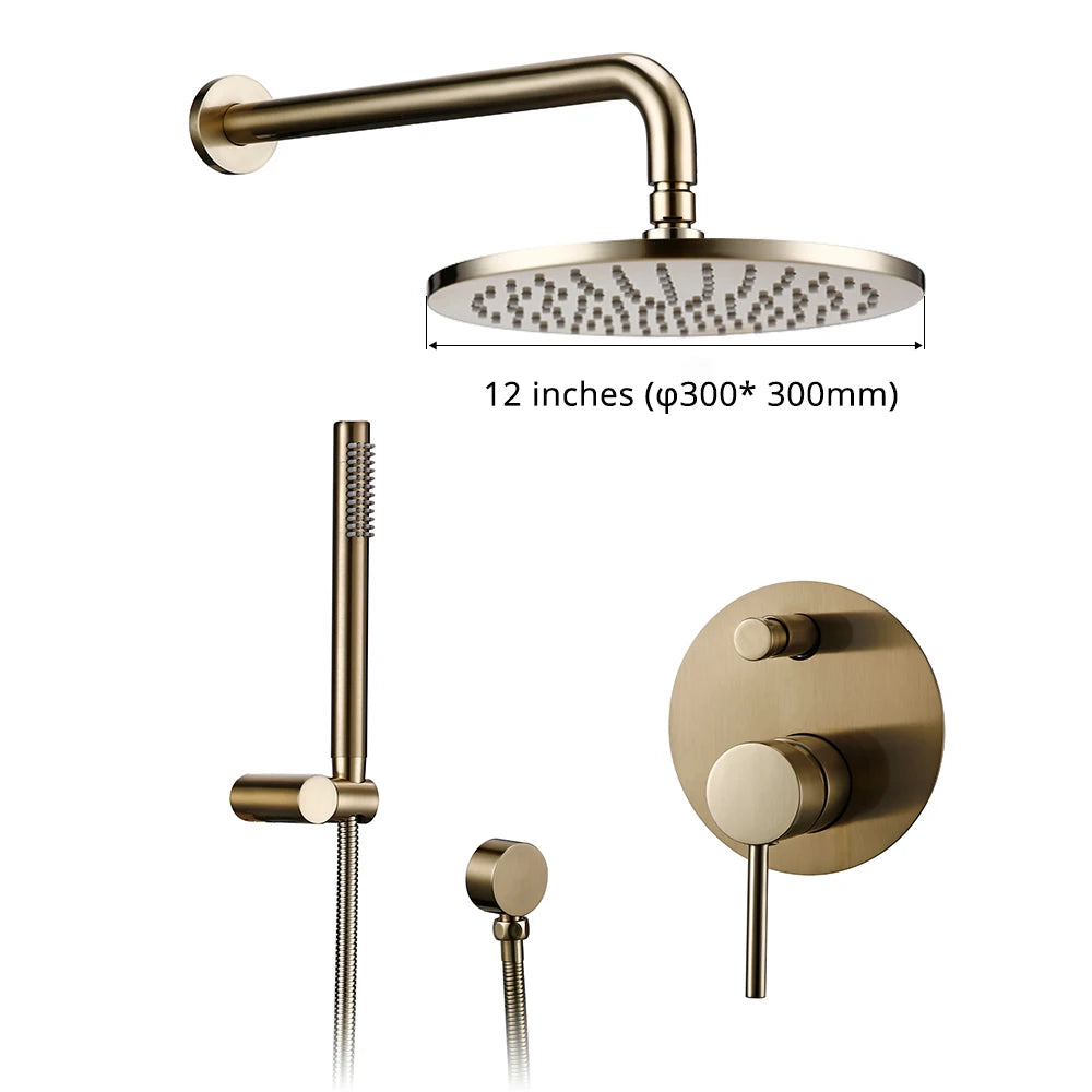 Shower System Wall Mount Bathroom Bath Faucet Brass