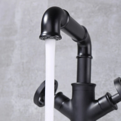 Basin Faucets Retro Industrial Style Matte Black Brass