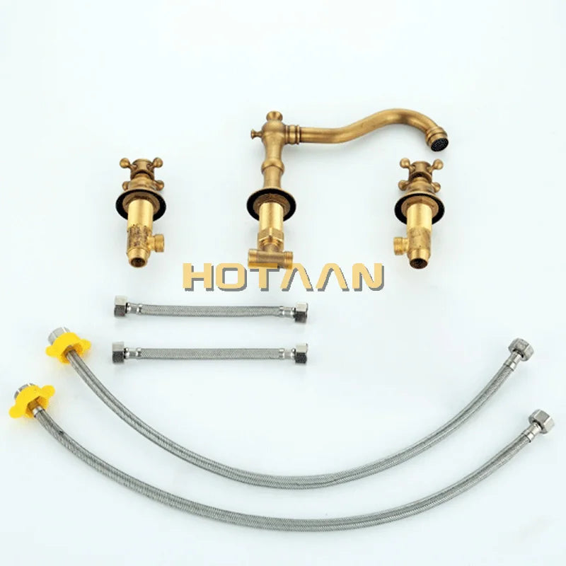 Solid Brass Bathroom Basin Mixer Tap Antique Brass