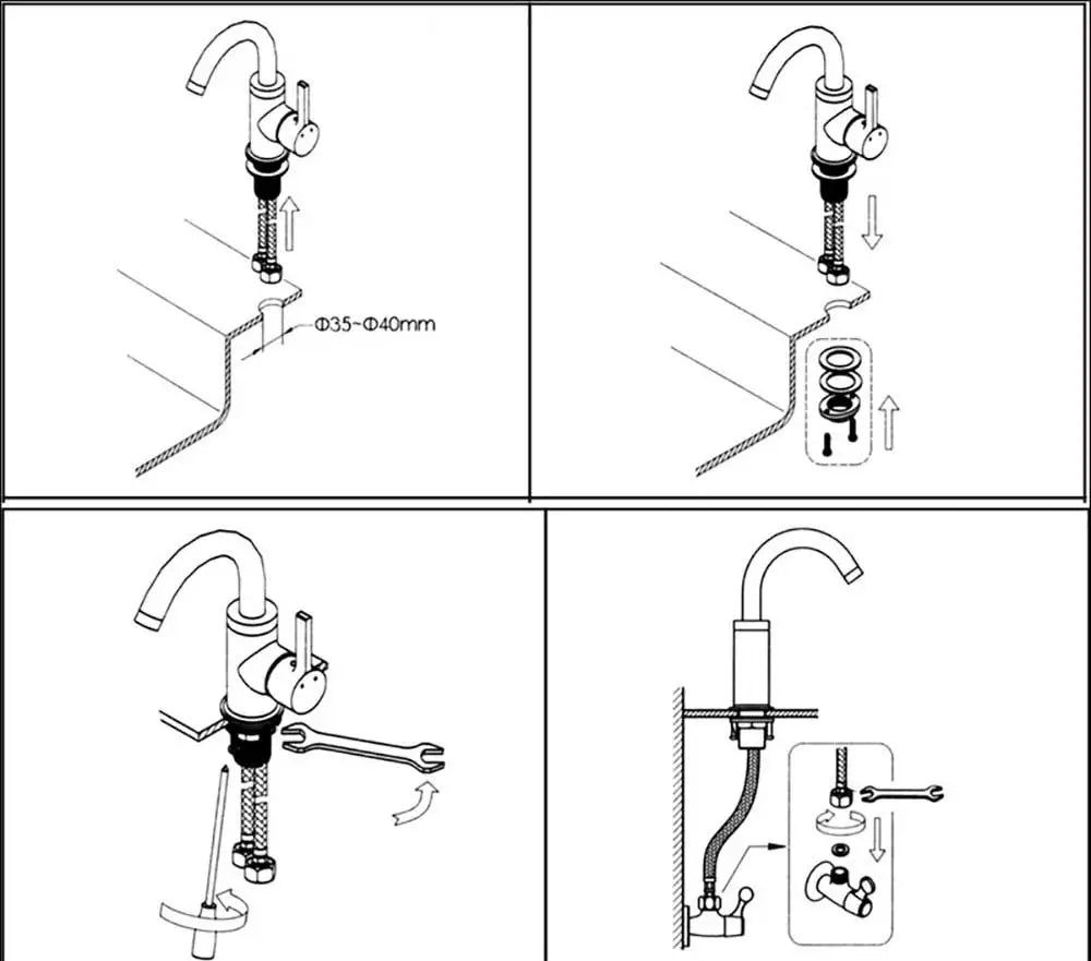 Rozin Waterfall Bathroom Sink Faucet Deck Mount Cold