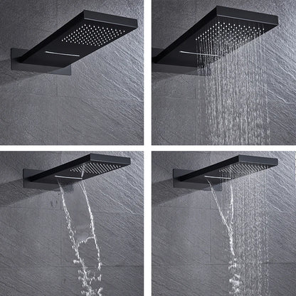 Matte Black Rain Waterfall Shower Thermostatic Mixer Bath