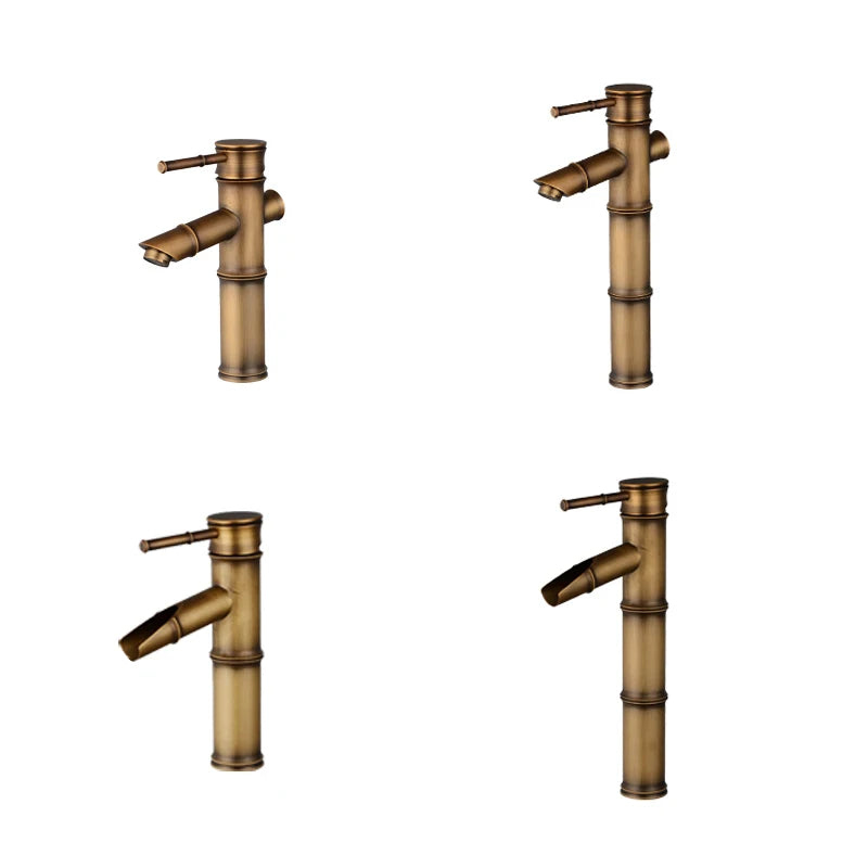 Bathroom Basin Faucet Antique Brass Bamboo Shape Faucet