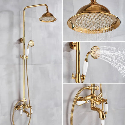Gold Shower Faucet Bath Shower Mixer Tap Rainfall