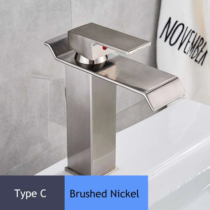 Handle Waterfall Matte Black Bathroom Basin Faucet Waterfall