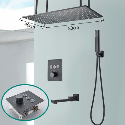 Rozin Matte Black Thermostatic Shower Faucet Concealed Install