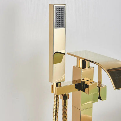 Shbshaimy Golden Floor Bathroom Bathtub Faucet Handshower Cold