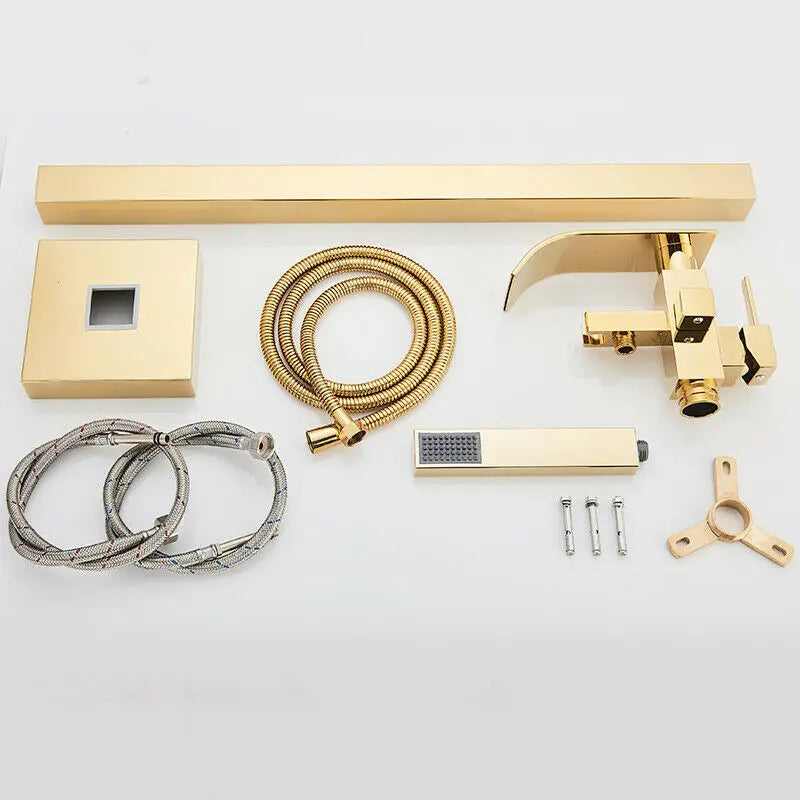 Shbshaimy Golden Floor Bathroom Bathtub Faucet Handshower Cold