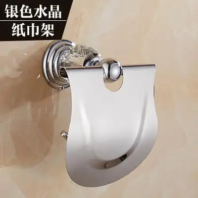 Brass Shower Shelf Toilet Paper Holder Silver Crystal